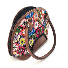 Load image into Gallery viewer, Full Grain Leather Purse with Mayan Huipil Fabric Body No. 22