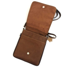 Load image into Gallery viewer, Cross Body Genuine Leather Hand Crafted Mayan Artisan Bag Brown Mayan huipil fabric body