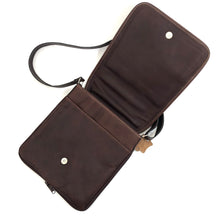 Load image into Gallery viewer, Cross Body Genuine Leather Hand Crafted Mayan Artisan Bag Brown Mayan huipil fabric body No. 19