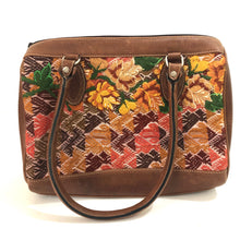 Load image into Gallery viewer, Full Grain Leather Handbag with Mayan Huipil Fabric Body No. 35