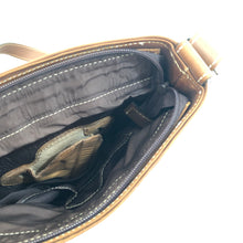 Load image into Gallery viewer, (Concealed Carry) Cross Body Genuine Leather Hand Crafted Mayan Artisan Bag Brown Mayan huipil fabric body No. 25