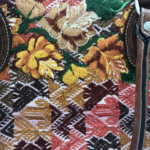 Load image into Gallery viewer, Full Grain Leather Handbag with Mayan Huipil Fabric Body No. 35