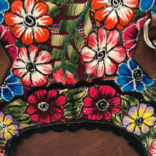 Load image into Gallery viewer, Full Grain Leather Purse with Mayan Huipil Fabric Body No. 22