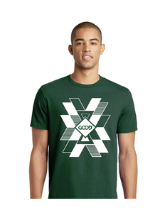White Burst Design (Dark Green Shirt)