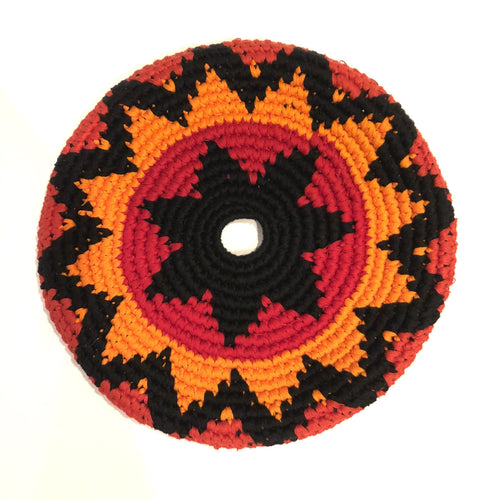 Mayan Frisbee Orange, Gold, Black Star Pattern (Large 9 Inch)