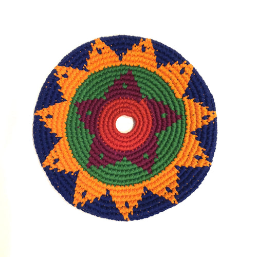 Mayan Frisbee Blue and Orange Star Pattern (Small 7.5 Inch)
