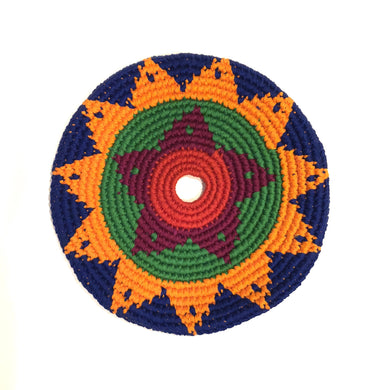 Mayan Frisbee Blue and Orange Star Pattern (Large 9 Inch)