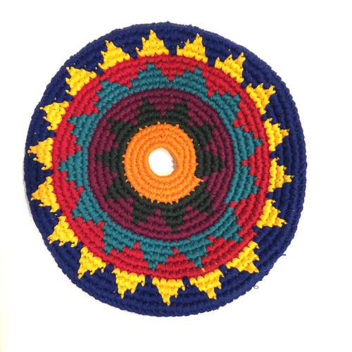 Mayan Frisbee Blue and Yellow Pattern (Small 7.5 Inch)