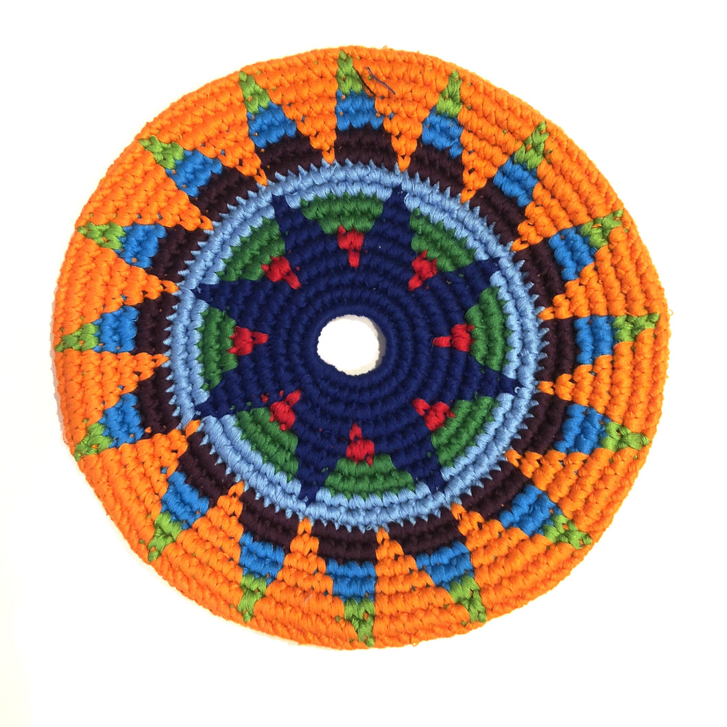 Mayan Frisbee Orange, Blue, Triangle Pattern (Large 9 Inch)