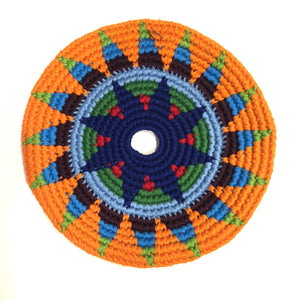 Mayan Frisbee Orange, Blue, Triangle Pattern (Small 7.5 Inch)