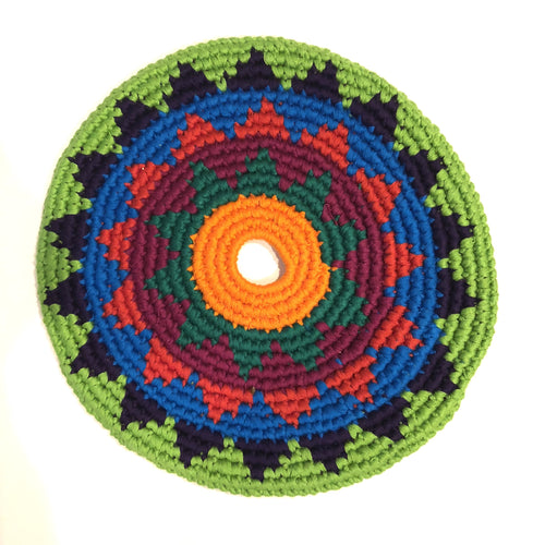 Mayan Frisbee Green and Black Triangle Pattern (Small 7.5 Inch)
