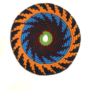 Mayan Frisbee Black, Orange, and Blue Pattern (Large 9 inch)