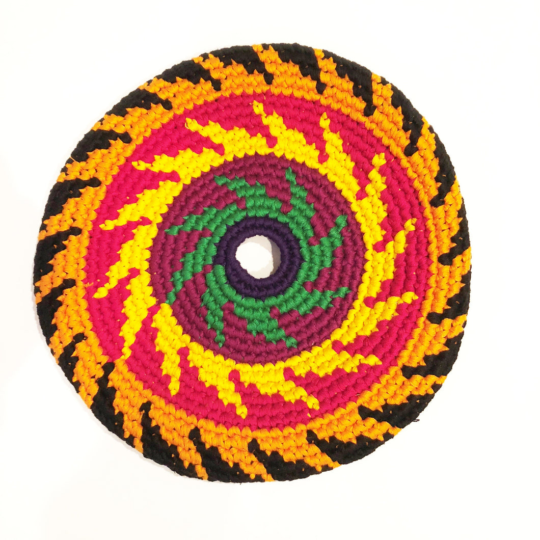 Mayan Frisbee Black, Orange, and Red Pattern (Large 9 Inch)