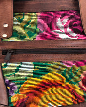 Load image into Gallery viewer, Full Grain Leather Handbag with Mayan Huipil Fabric Body No. 33
