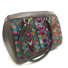 Load image into Gallery viewer, Full Grain Leather Handbag with Mayan Huipil Fabric Body No. 30