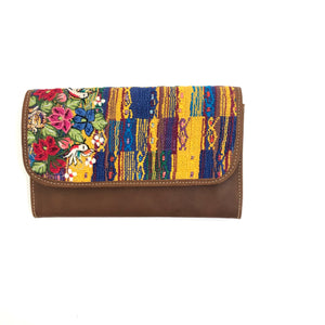Mayan Artisan Leather Clutch Purse with Huipil Fabric Body No. 11