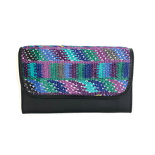 Load image into Gallery viewer, Mayan Artisan Leather Clutch Purse with Huipil Fabric Body No. 12