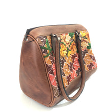 Load image into Gallery viewer, Full Grain Leather Handbag with Mayan Huipil Fabric Body No. 35