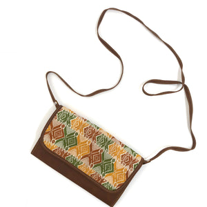 Mayan Artisan Leather Clutch Purse with Huipil Fabric Body No. 10