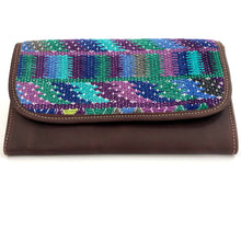 Load image into Gallery viewer, Mayan Artisan Leather Clutch Purse with Huipil Fabric Body No. 8