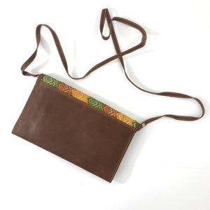 Mayan Artisan Leather Clutch Purse with Huipil Fabric Body No. 5