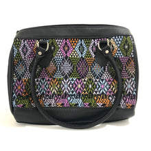 Load image into Gallery viewer, Full Grain Leather Handbag with Mayan Huipil Fabric Body No. 34