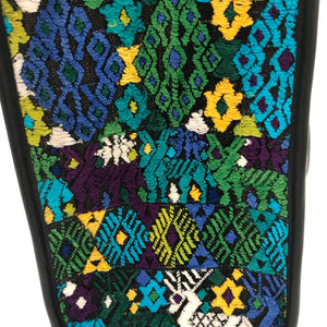 Genuine Full Grain Leather Handbag with Mayan Huipil Fabric Body No. 4