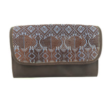 Load image into Gallery viewer, Mayan Artisan Leather Clutch Purse with Huipil Fabric Body No. 9