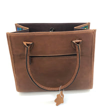 Load image into Gallery viewer, Genuine Full Grain Leather Handbag with Mayan Huipil Fabric Body No. 17