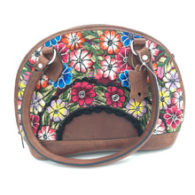 Load image into Gallery viewer, Full Grain Leather Purse with Mayan Huipil Fabric Body No. 22