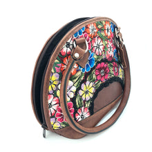 Load image into Gallery viewer, Full Grain Leather Purse with Mayan Huipil Fabric Body No. 22