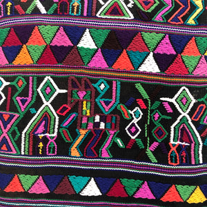 Cross Body Genuine Leather Hand Crafted Mayan Artisan Bag Brown Mayan huipil fabric body No. 19
